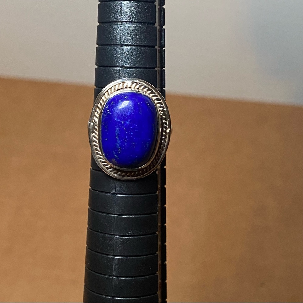 Lapis Silver Ring Size 6.75